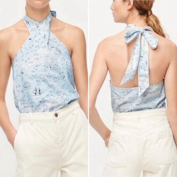 🎁 NWT J.Crew Collection Halter top in Ratti® compass print - Picture 10 of 10